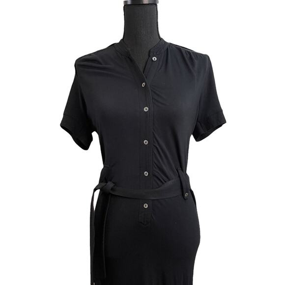 Walter Black Button Down Short Sleeve Midi Dress - Picture 4 of 8
